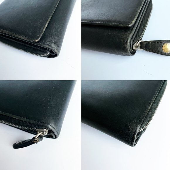 Coach Wallet Long Zip Around Trifold Snap Black Leather Vintage - Picture 11 of 11